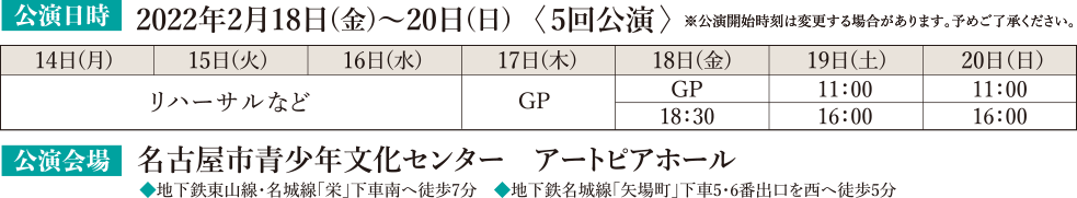 公演日時、公演会場